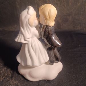 Cake topper for wedding, vintage glass man, and woman.
